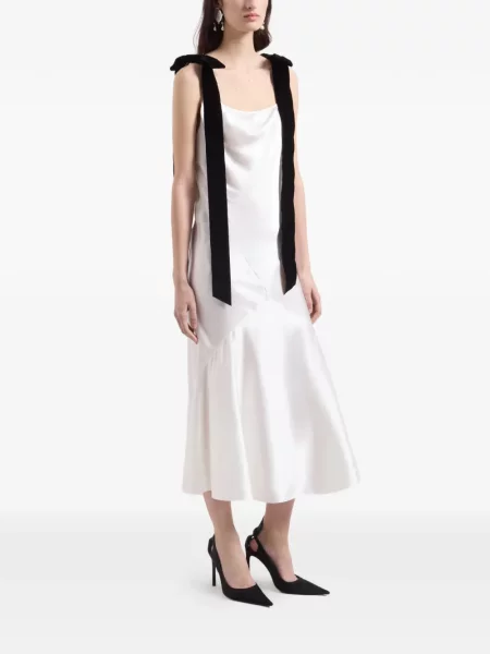 Rochie midi Nina Ricci cu funde din satin alb