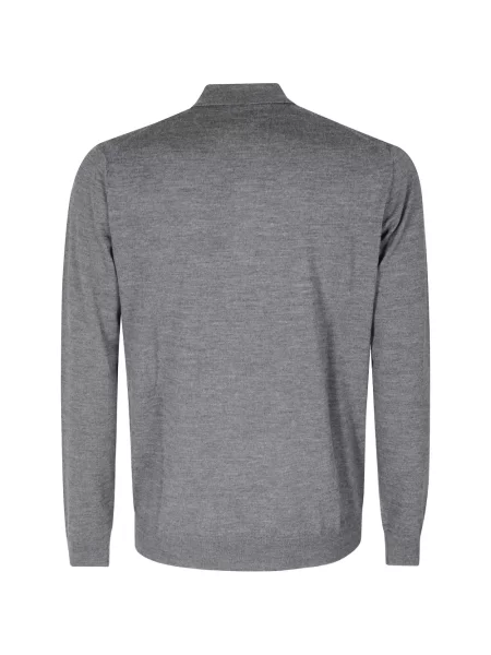 Lung tricou polo Paolo Pecora de lână gri