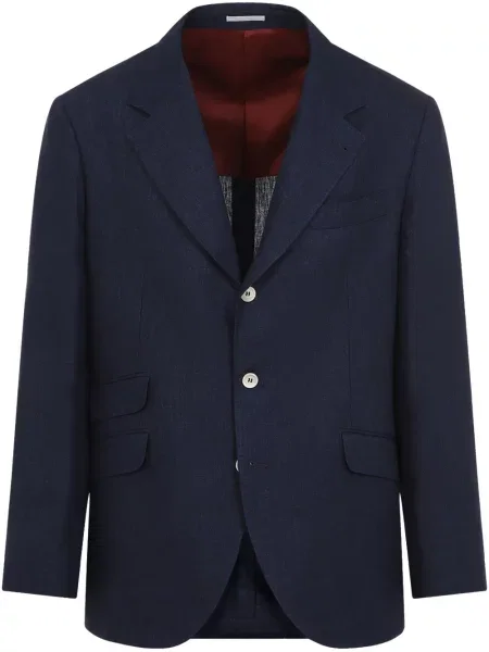 Lněné sako Brunello Cucinelli modré