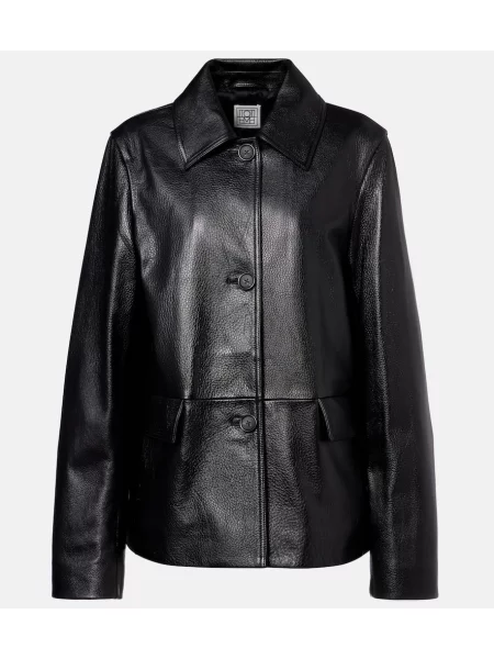Kurtka skórzana Toteme czarna