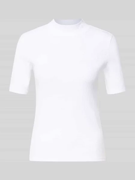 T-shirt z prążkowaną stójką Scotch & Soda biała