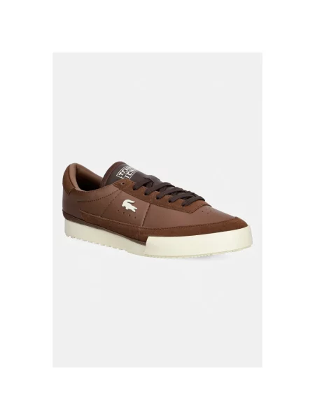 Sneakersy Lacoste skórzane brązowe