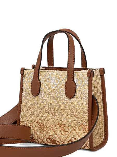 Shopper kabelka Guess s autogramem hnědá