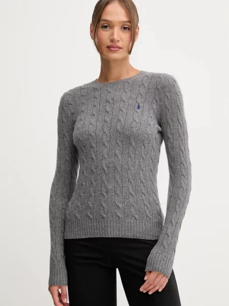 Polo Ralph Lauren pulover z dodatkom kašmirja siva