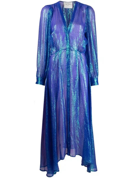 Rochie midi Forte_forte din jacard până la genunchi de costum albastru