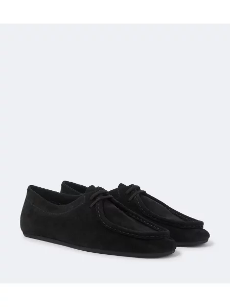 Mocasini Jil Sander din piele de căprioară cu glugă negru
