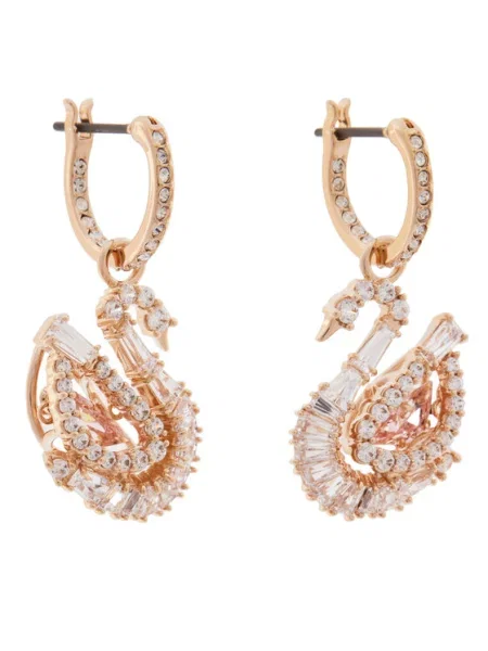 Swarovski Cercei auriu argintiu / transparent roz