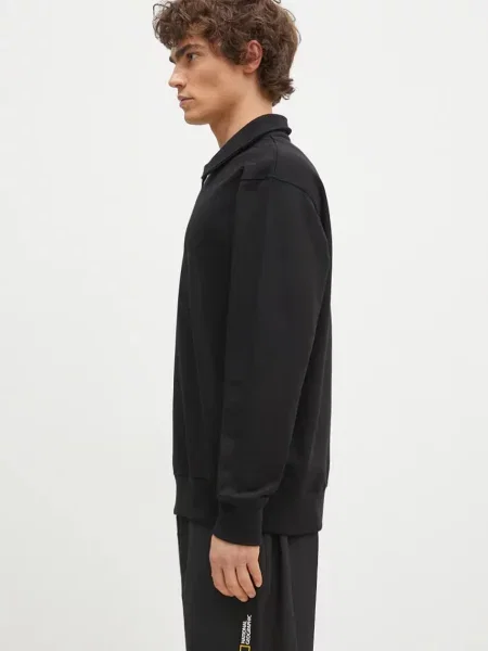 Dukserica Norse Projects Ketel Relaxed Organic NORSE Logo Half za muškarce bez uzorka crna