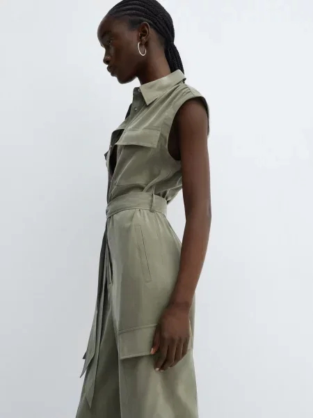 MANGO Daily Комбінезон Віскоза/поліестер хакі