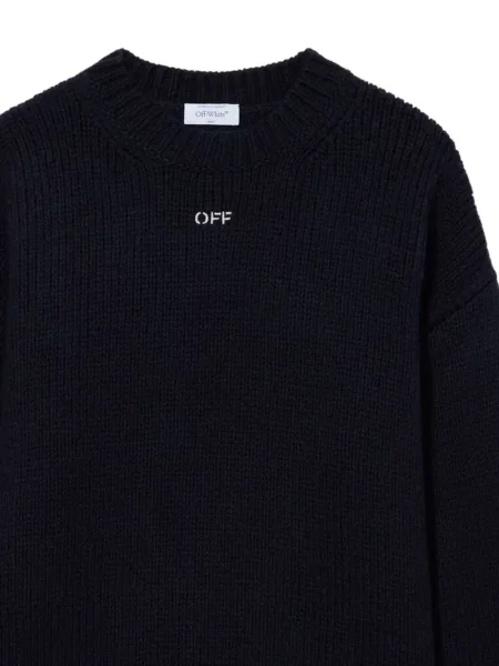 Pulover Off-white cu broderie alb