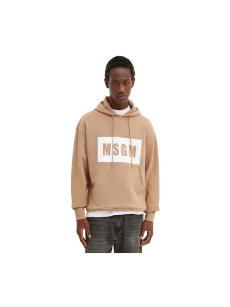 MSGM bluza z kapturem z nadrukiem beżowy