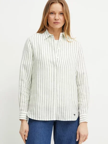 Ленена риза Weekend Max Mara дамска със стандартна кройка с класическа яка бяло