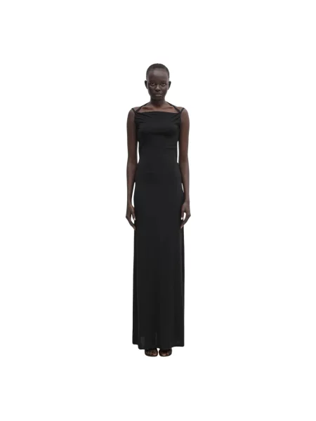 Marine Serre sukienka Draped Jersey Thong maxi dopasowana czarny