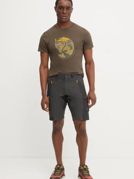 Fjallraven t-shirt Arctic Fox zielony z nadrukiem brązowa