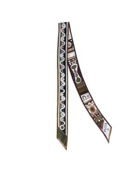 Fular Pucci de mătase cu imagine maro
