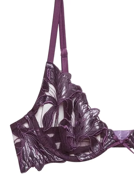 Сутиен Fleur Du Mal бродиран виолетово