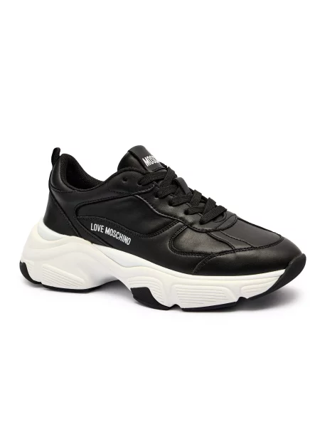 Love Moschino Bőr sneakers tornacipő fekete
