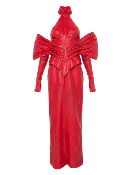 Maksi sukienka maxi Mitiliane Couture z gorsetem garniturowa czerwona