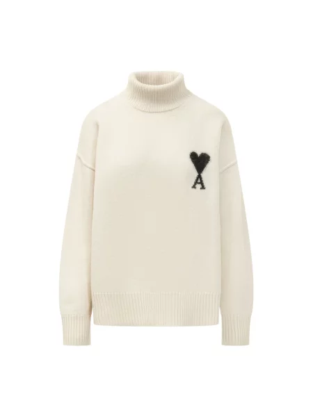 Sweter Ami Paris wełniany beżowy