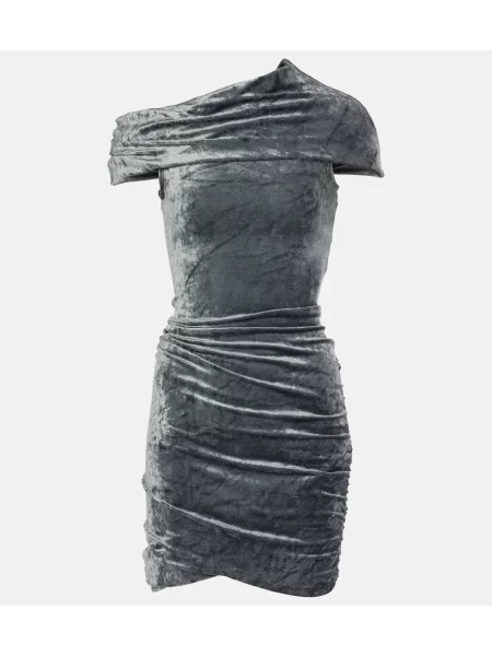 Rochie Rick Owens de catifea drapată albastru