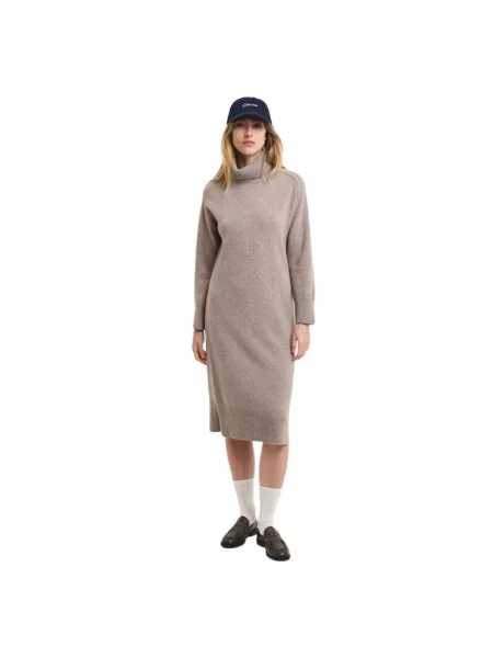 Sukienka Gant z kaszmiru w jodełkę szara