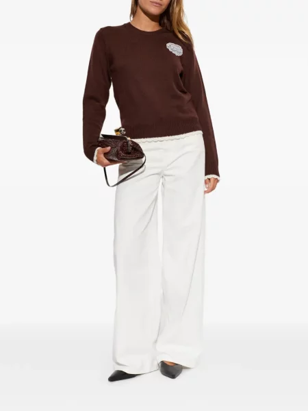 Vilnonis megztinis Ganni ruda