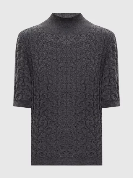 Светр з вовни з короткими рукавами Etro сірий
