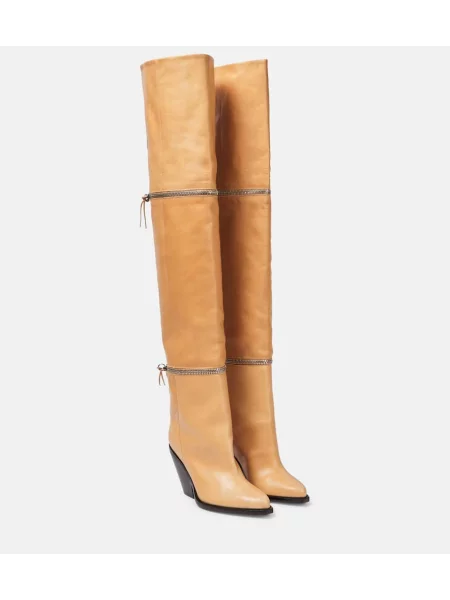 Usnjeni škornji čez koleno Isabel Marant bež