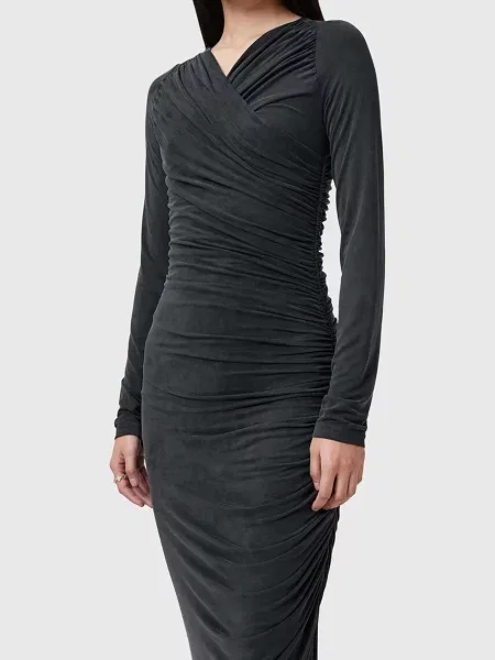 AllSaints sukienka HANAKO CUPRO maxi dopasowana czarny