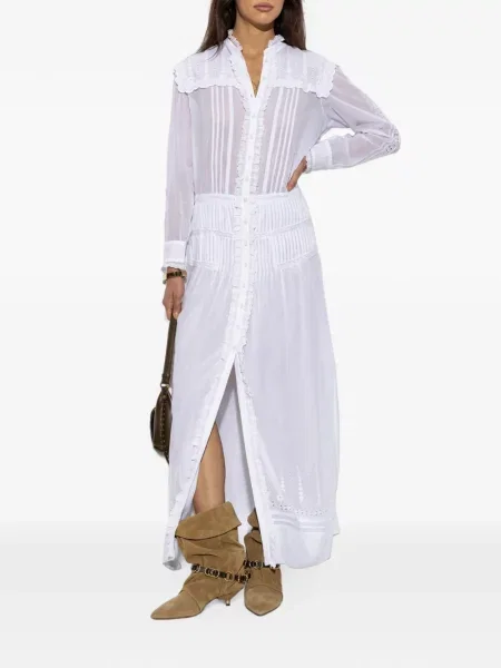 Rochie maxi Marant Etoile cu broderie alb
