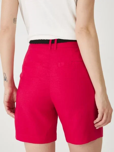Lněné kraťasy Medicine hladké high waist červená