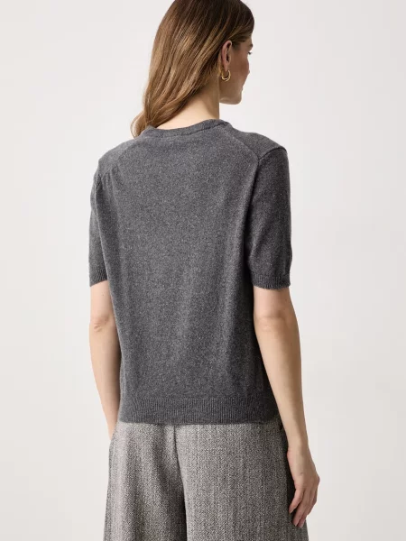 Haveone sweter z krótkim rękawem z kaszmirem szary