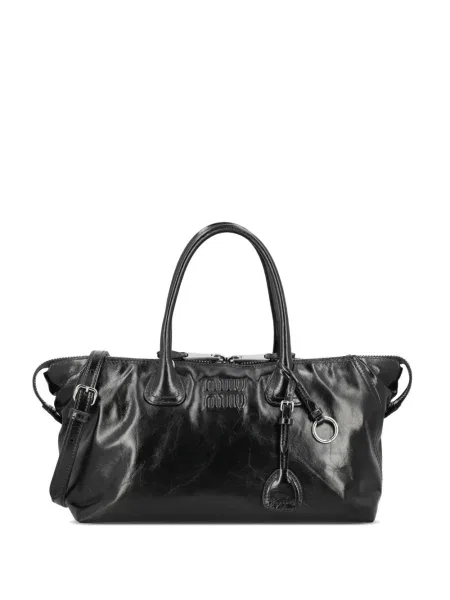 Geantă shopper Miu Miu cu autograf negru