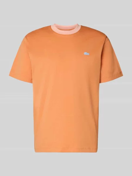 T-shirt o kroju regular fit z czystej bawełny Lacoste pomarańczowa