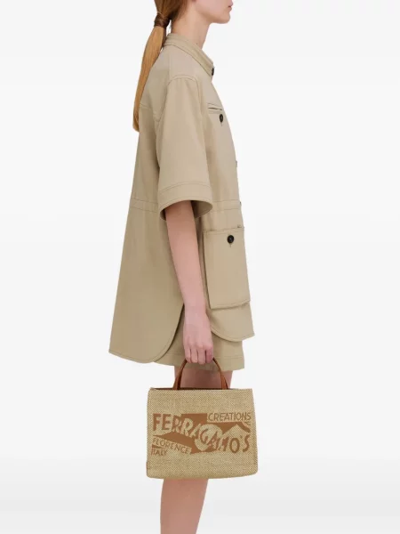 Geantă shopper Ferragamo cu broderie