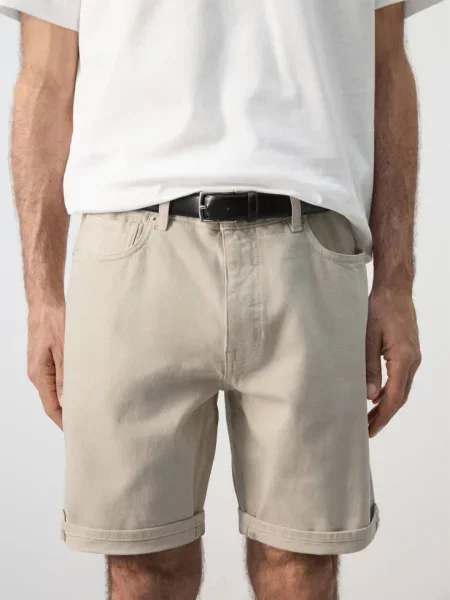 Bermudy dżinsowe slim fit Mężczyzna 44 MANGO MAN beżowy