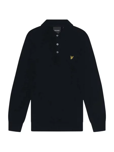 Lung tricou Lyle & Scott din lână merinos cu mâneci lungi albastru