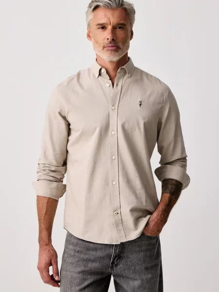 U.S. Polo Assn. košile PEACHED OXFORD LS béžová
