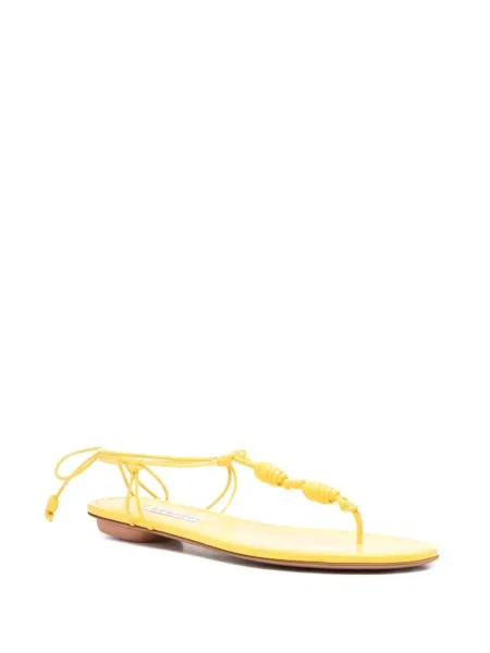 Кожени сандали Aquazzura без ток жълто