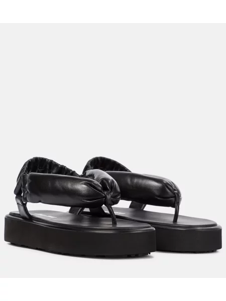 Chiloți tanga Miu Miu din piele negru