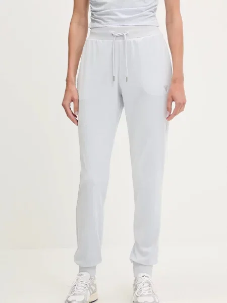 Guess spodnie dresowe welurowe COUTURE niebieskie