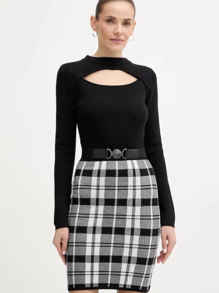 Guess sukienka z domieszką wełny CORALINE mini dopasowana czarny