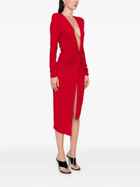 Rochie midi Alexandre Vauthier cu decolteu în V roșu