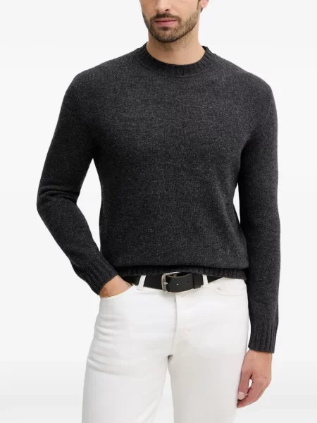 Pulover Sisley cu decolteu rotund gri