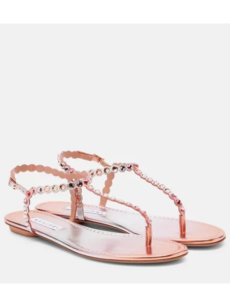 Usnjene tangice Aquazzura roza