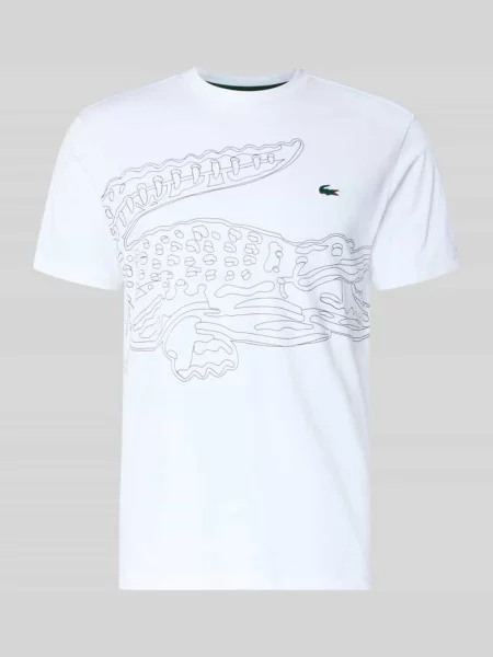 Krój regular fit t-shirt sportowy z mieszanki bawełny Lacoste Sport biała