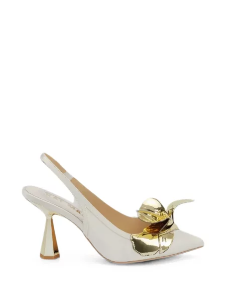 Papuci tip mules Kat Maconie cu model floral alb