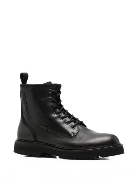 Botine Woolrich cu șireturi din piele negru