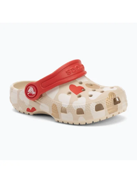 Детски джапанки Crocs Classic Heart Print Clog sandstone бежово