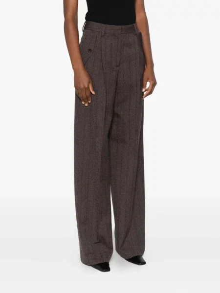 Pantaloni Golden Goose de lână cu dungi auriu
